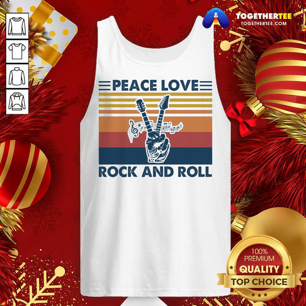Awesome Peace Love Rock And Roll Vintage Shirt - Image 3
