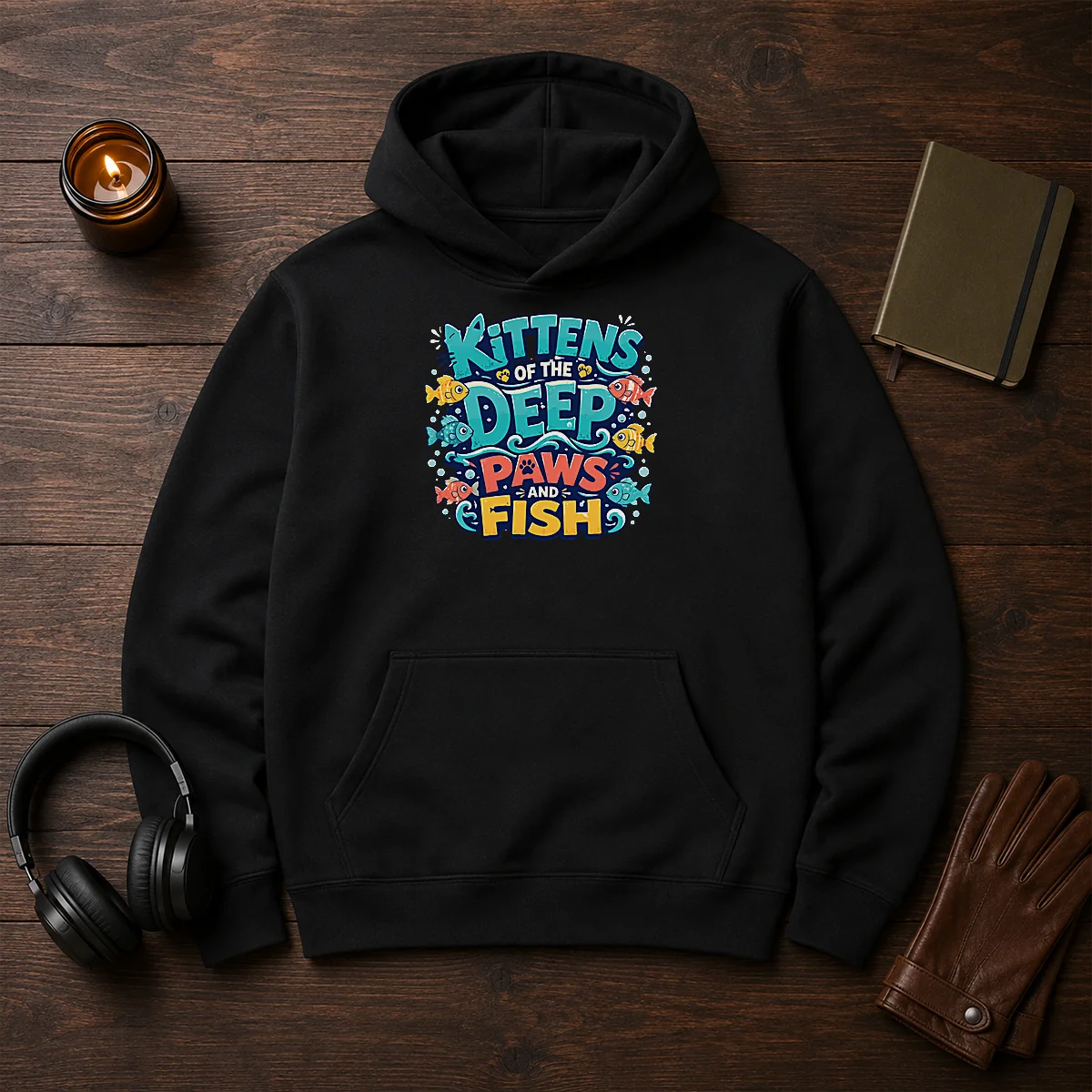 Premium Kittens Of The Deep Paws And Fish Typography Shirt - Image 5