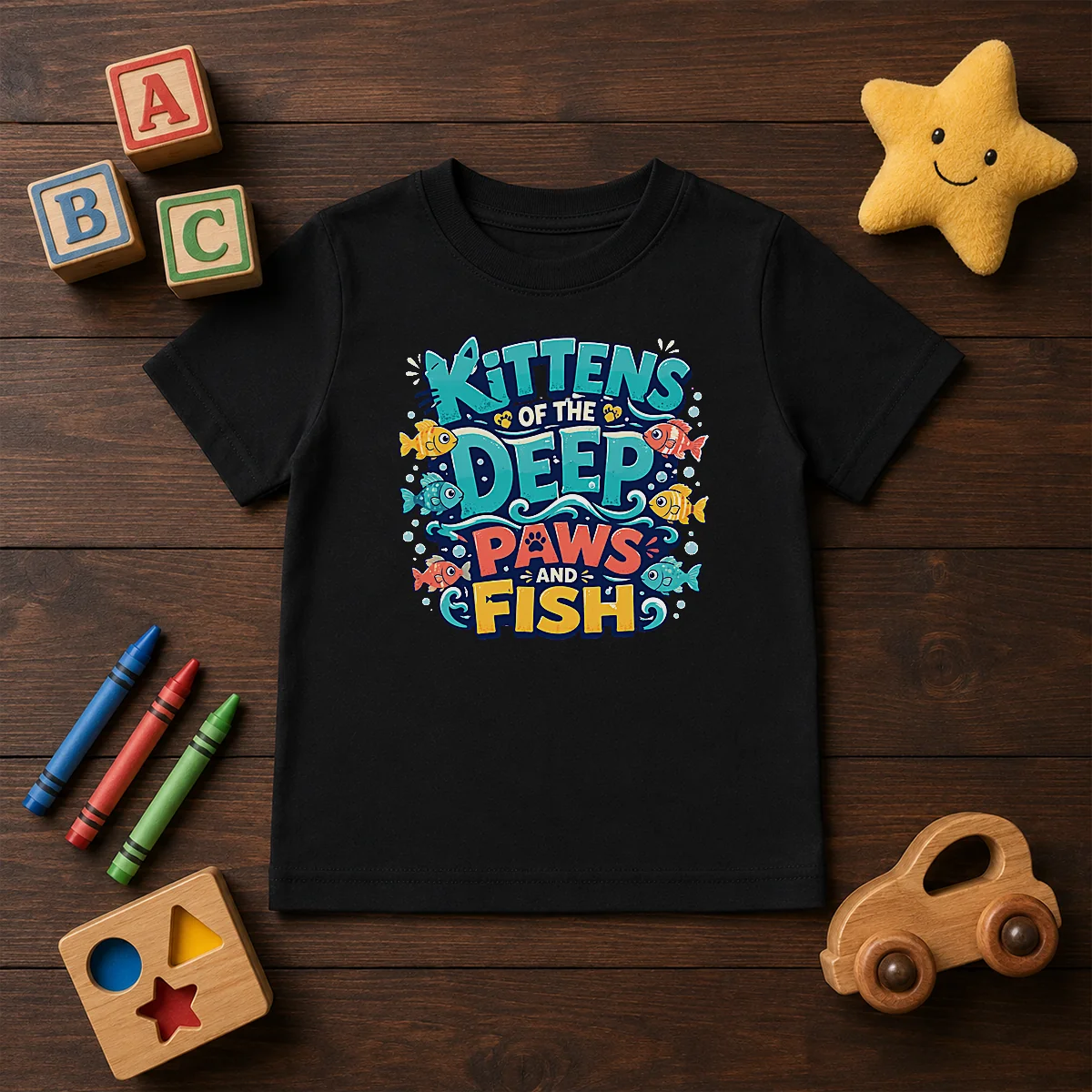 Premium Kittens Of The Deep Paws And Fish Typography Shirt - Image 9