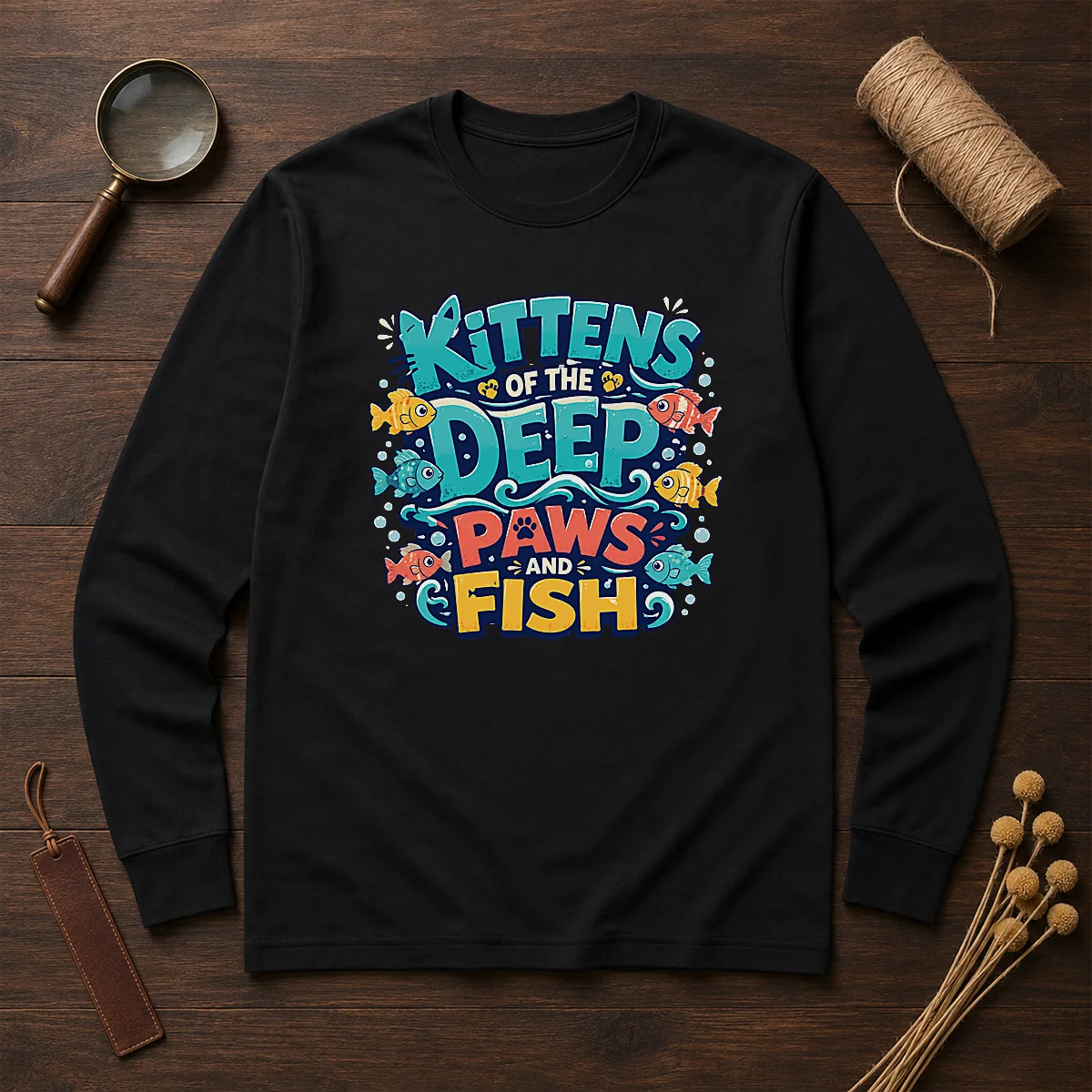 Premium Kittens Of The Deep Paws And Fish Typography Shirt - Image 6