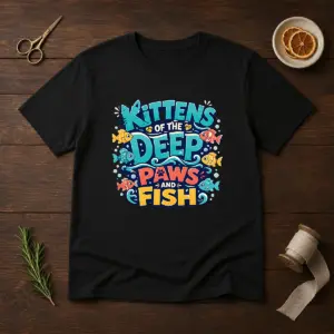 Premium Kittens Of The Deep Paws And Fish Typography Shirt
