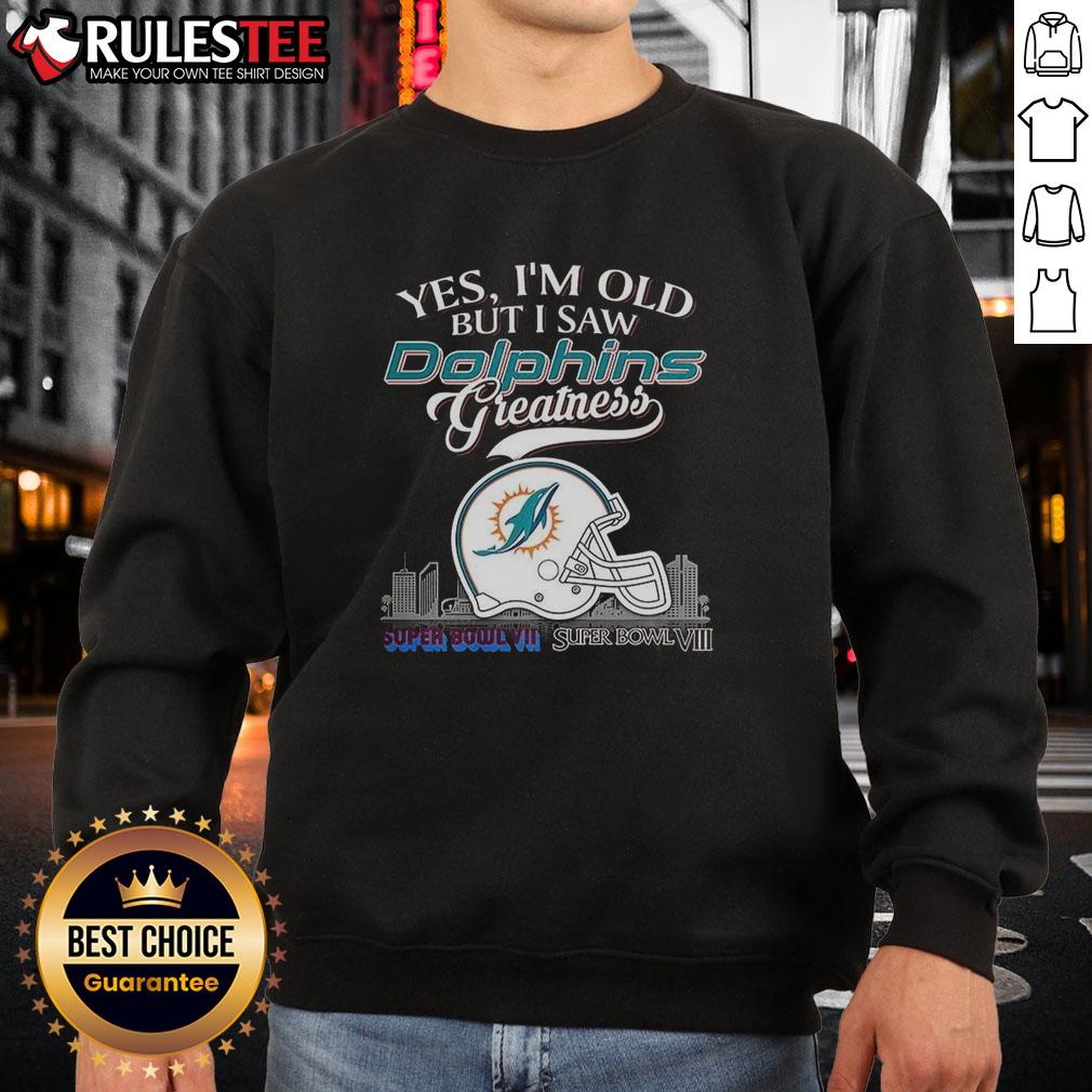 Awesome Yes I'm Old But I Saw Miami Dolphins Greatness Super Bowl Helmet Skyline T-Shirt - Image 5