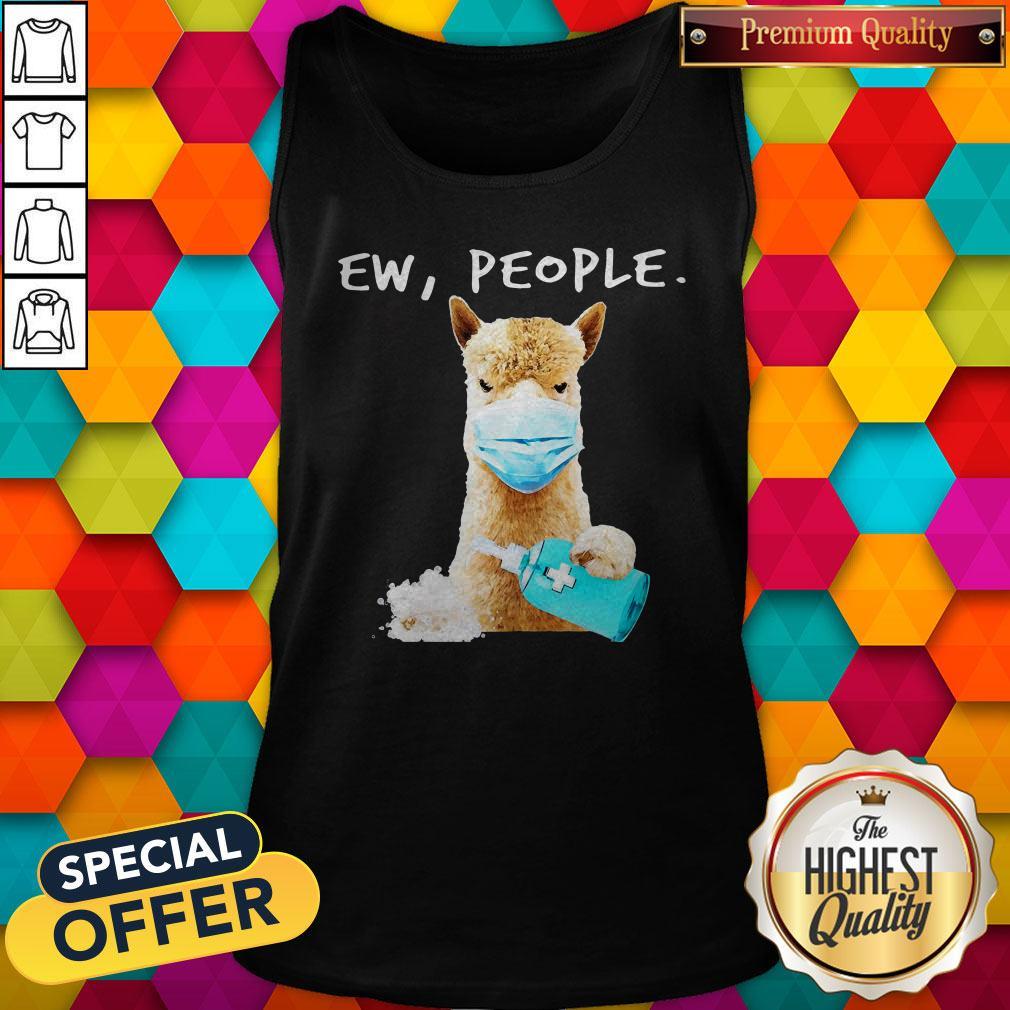 Funny Llama Face Mask Ew People Shirt - Image 4