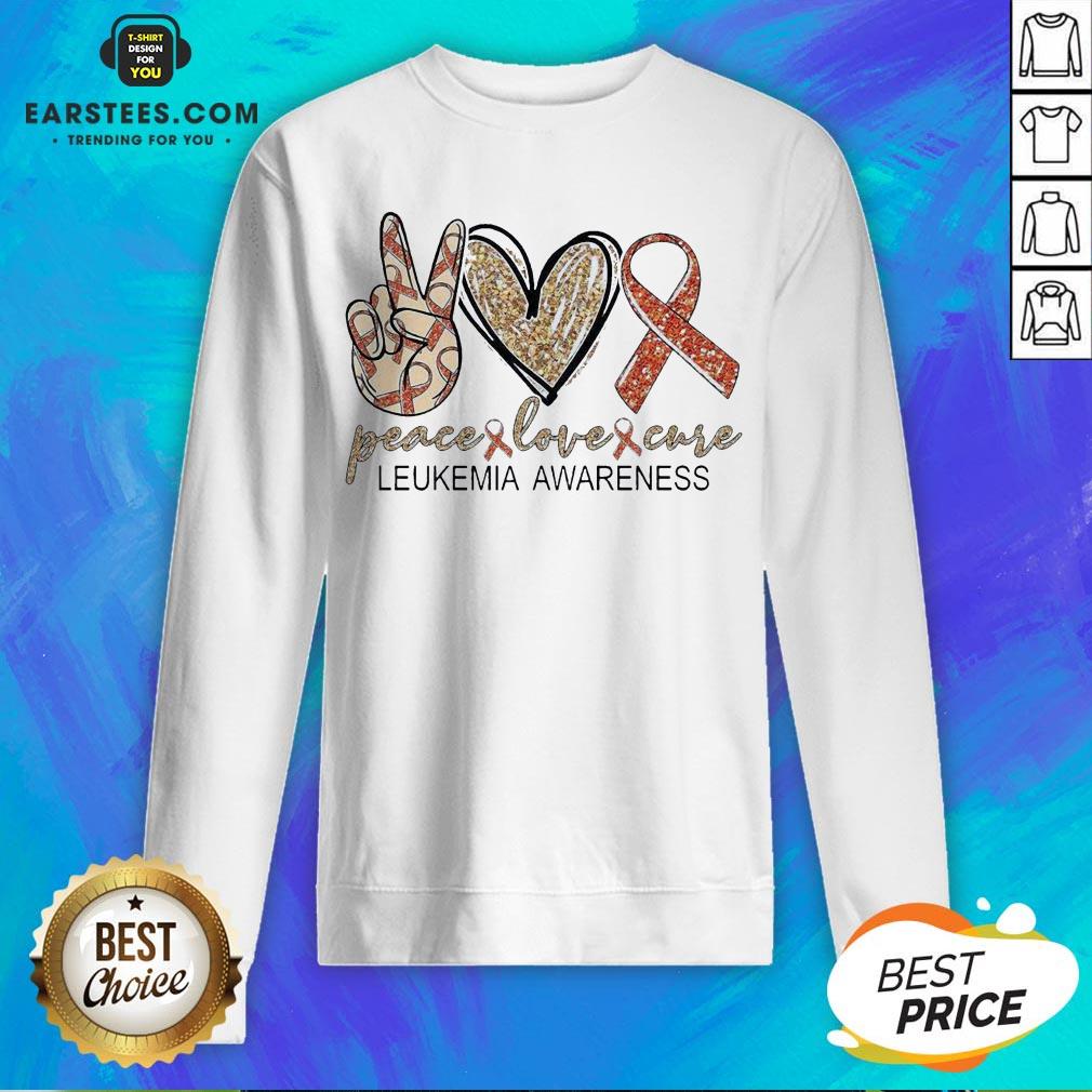 Peace Love Cure Leukemia Awareness Diamond Shirt - Image 5