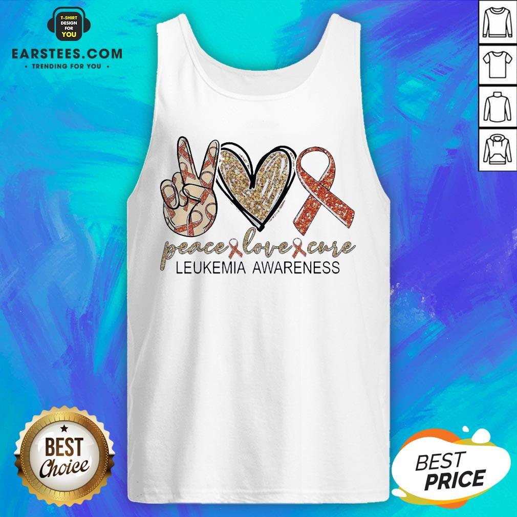 Peace Love Cure Leukemia Awareness Diamond Shirt - Image 4