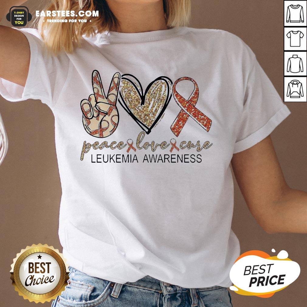 Peace Love Cure Leukemia Awareness Diamond Shirt - Image 3