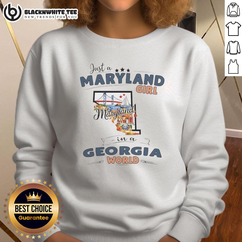 Awesome Just A Maryland Girl In An Georgia World State Map Outline T-Shirt - Image 5