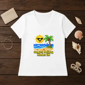 Alternative view of Awesome August Holiday Pixel Vacation Mode Shirt
