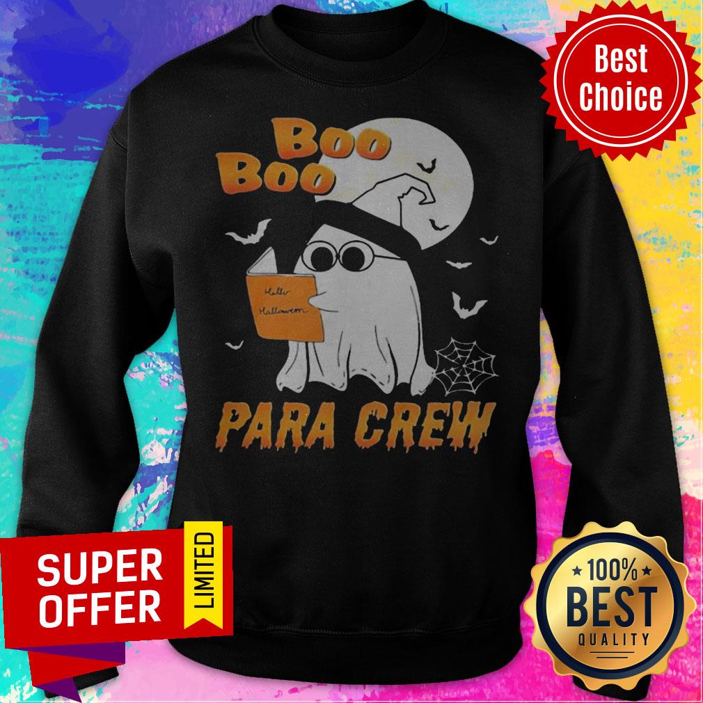 Premium Ghost Read Book Hello Halloween Boo Boo Para Crew Shirt - Image 2