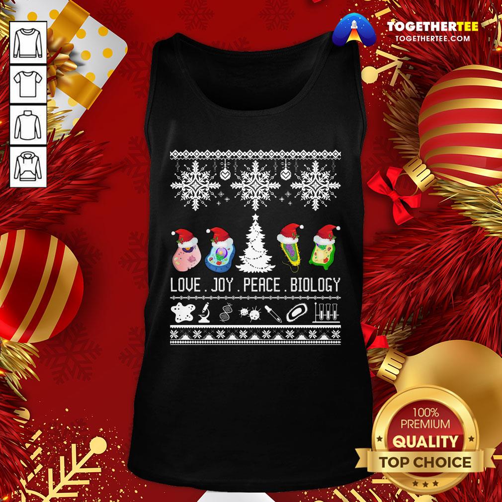 Perfect Biology Joke Love Joy Peace Biology Ugly Christmas Shirt - Image 3