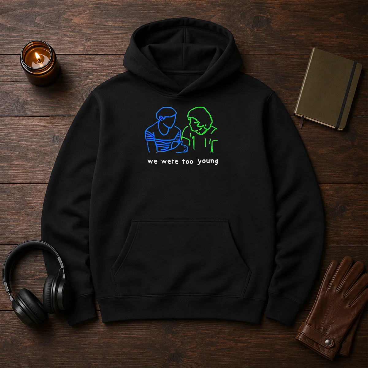 Premium We Were Too Young Line Art Couple Shirt - Image 5