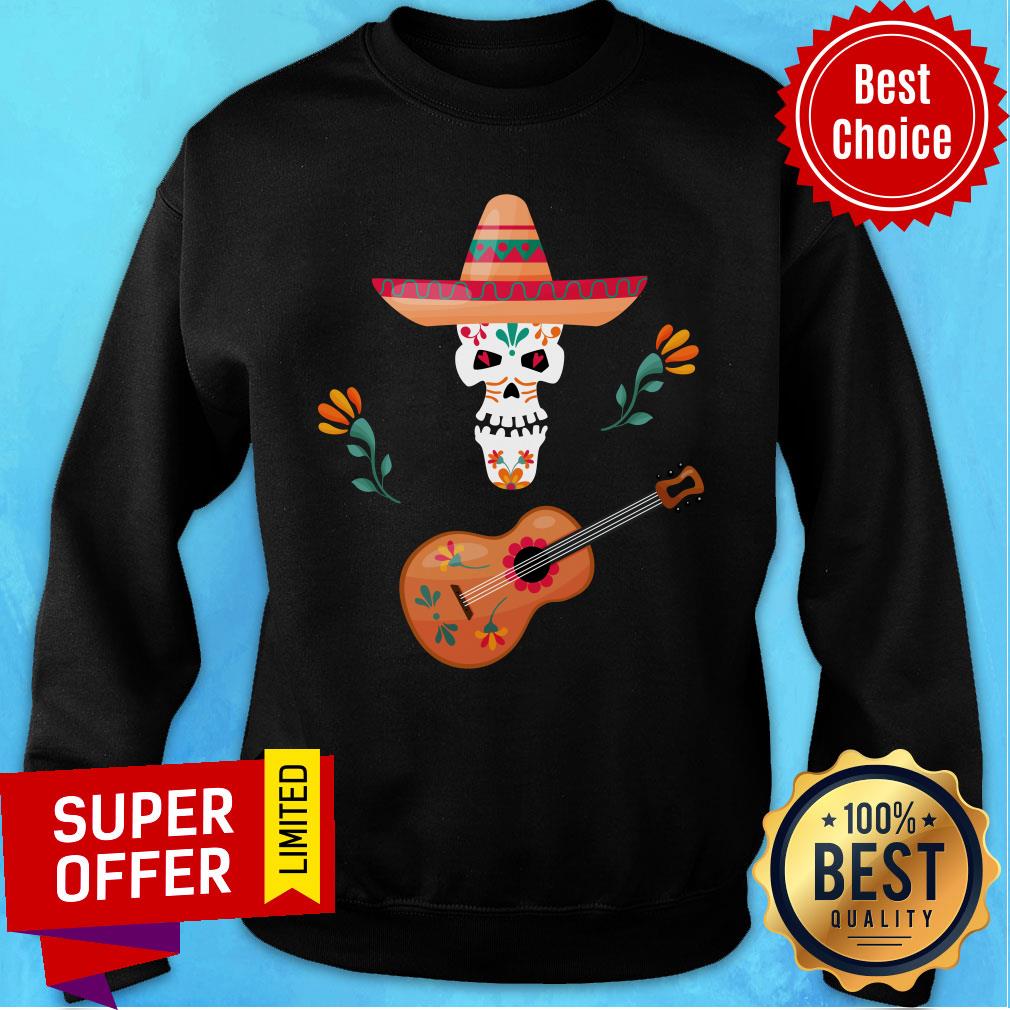 Guitar Day Of Dead Dia De Muertos Sugar Skull Shirt - Image 5