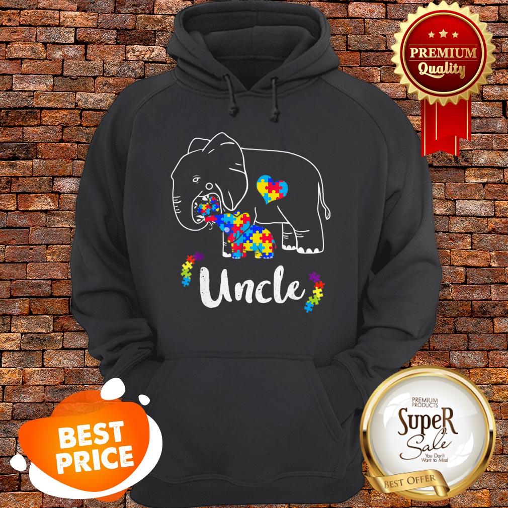 Nice Autism Awareness Support Uncle Elephant Gift Shirt - Image 2