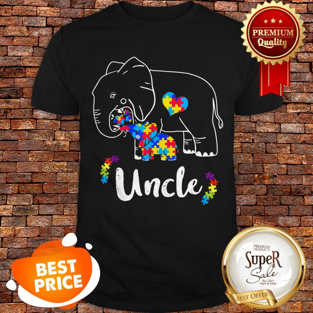 Nice Autism Awareness Support Uncle Elephant Gift Shirt