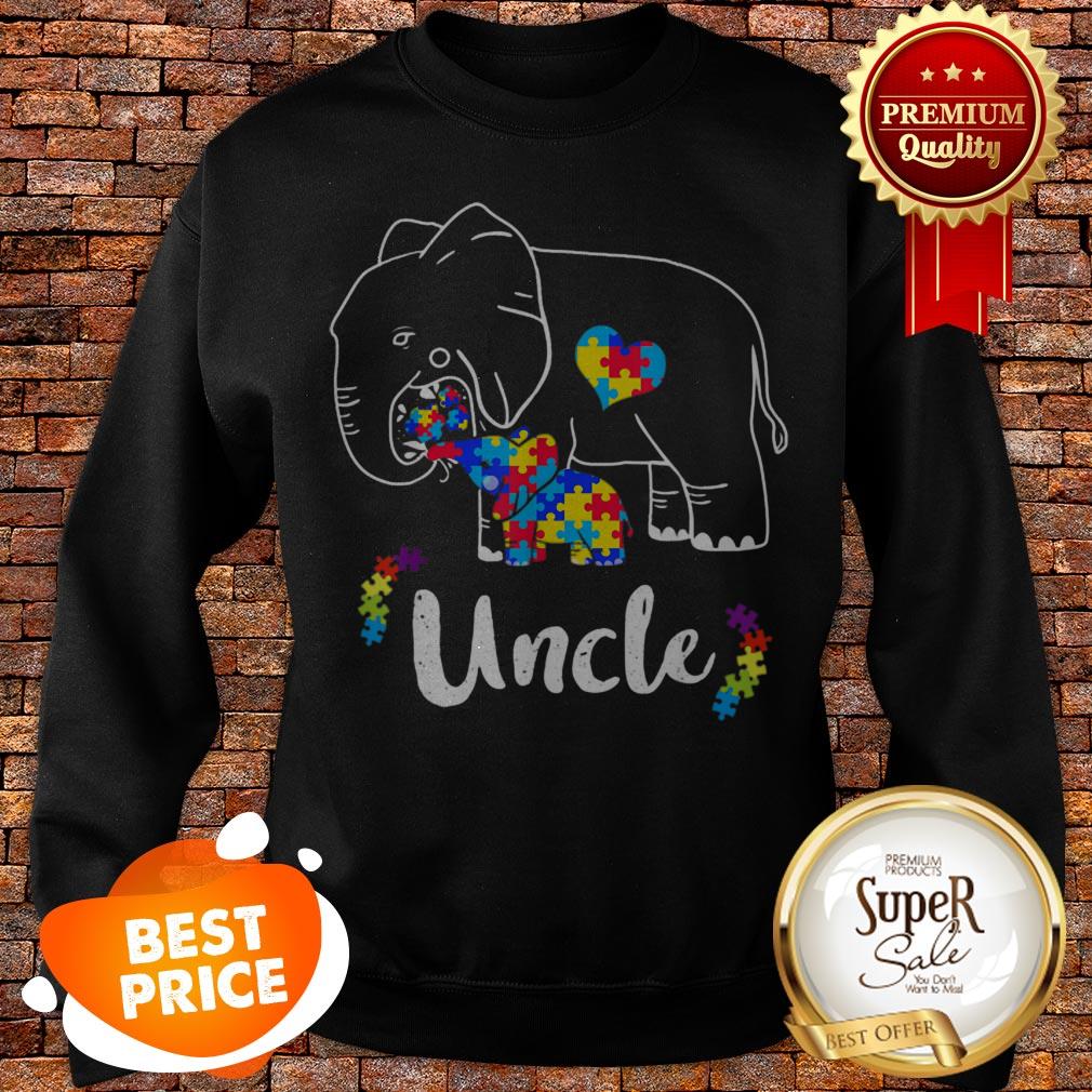 Nice Autism Awareness Support Uncle Elephant Gift Shirt - Image 3