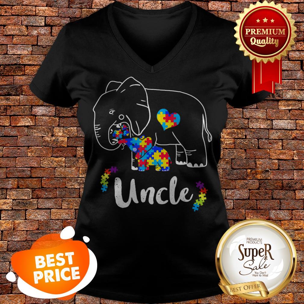 Nice Autism Awareness Support Uncle Elephant Gift Shirt - Image 5