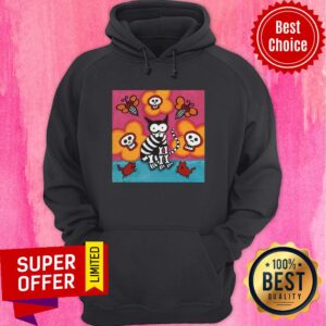 Alternative view of Funny Skelly Cat With Bees Dia De Muertos Day Of Dead Shirt