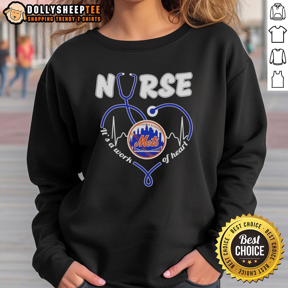 Nice New York Mets MLB Nurse It's A Work Of Heart Stethoscope T-Shirt - Image 5