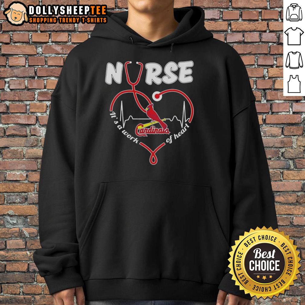 Nice St. Louis Cardinals MLB Nurse It's A Work Of Heart Stethoscope T-Shirt - Image 2