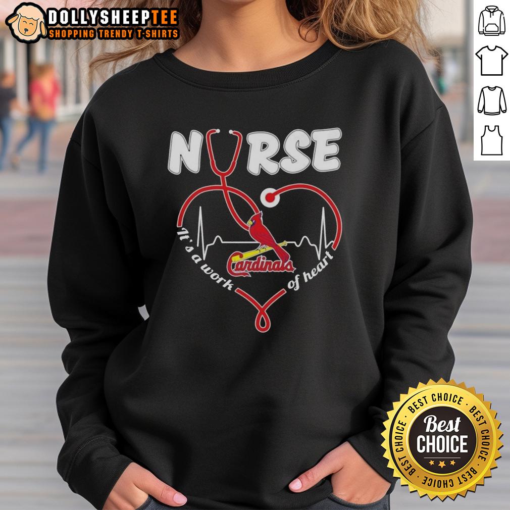 Nice St. Louis Cardinals MLB Nurse It's A Work Of Heart Stethoscope T-Shirt - Image 3