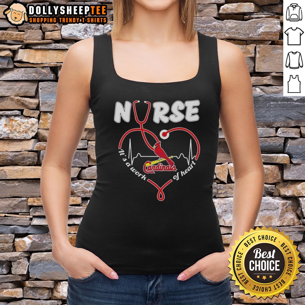 Nice St. Louis Cardinals MLB Nurse It's A Work Of Heart Stethoscope T-Shirt - Image 4