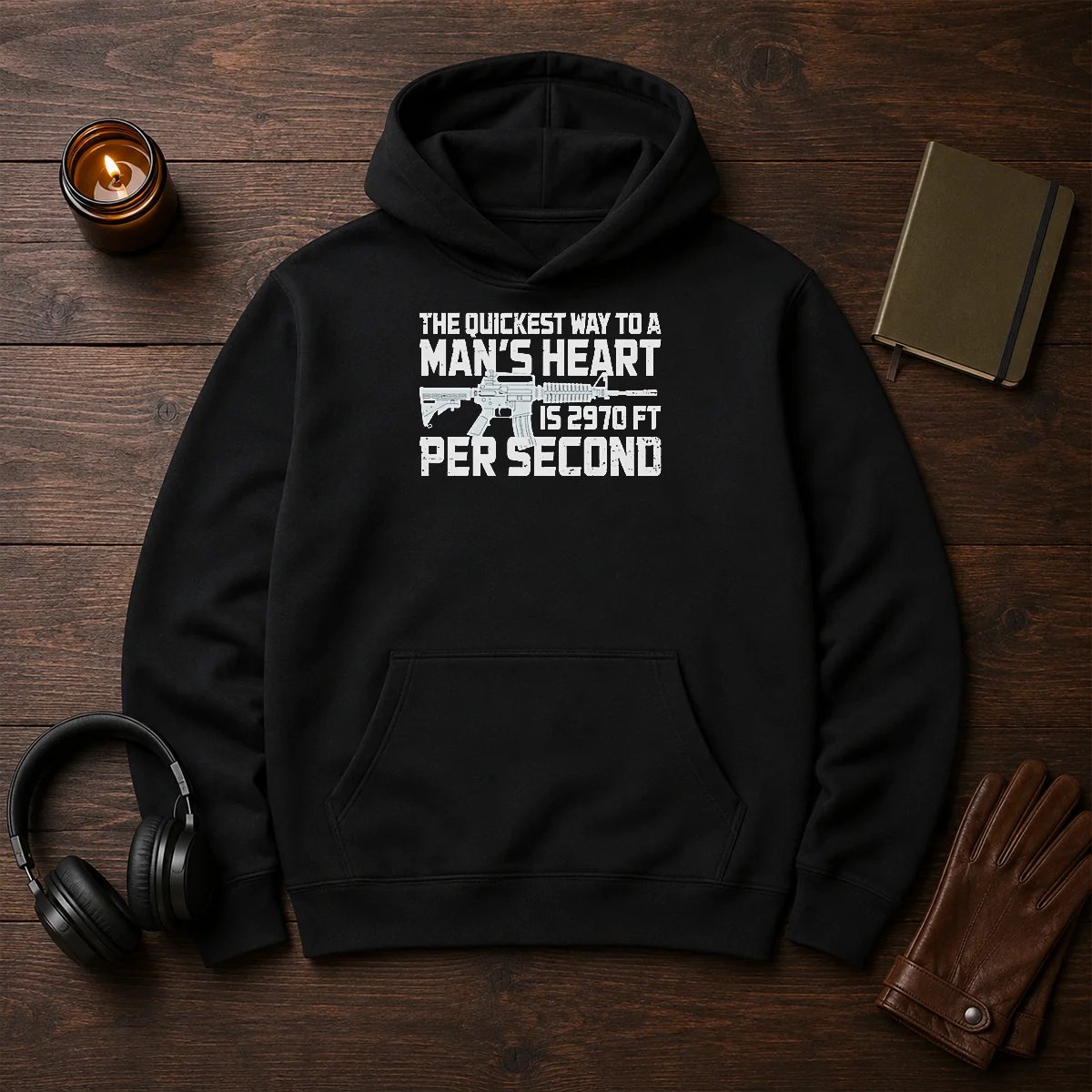 Original The Quickest Way To A Man Heart Is 2970 Ft Per Second Ar15 Rifle Firearm Shirt - Image 5