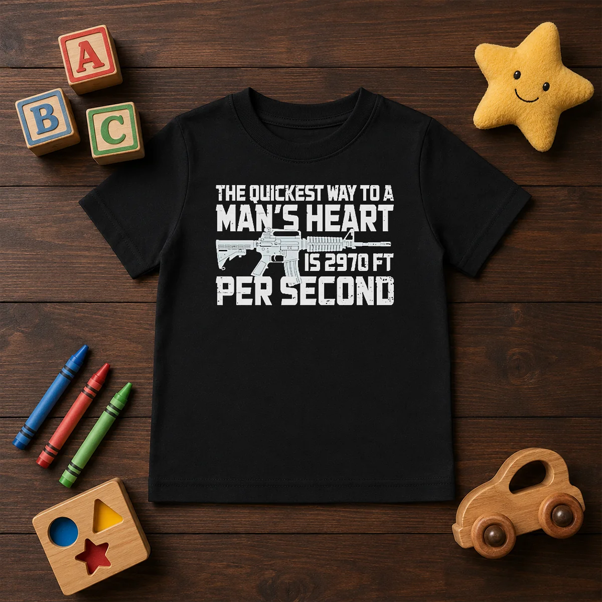 Original The Quickest Way To A Man Heart Is 2970 Ft Per Second Ar15 Rifle Firearm Shirt - Image 9
