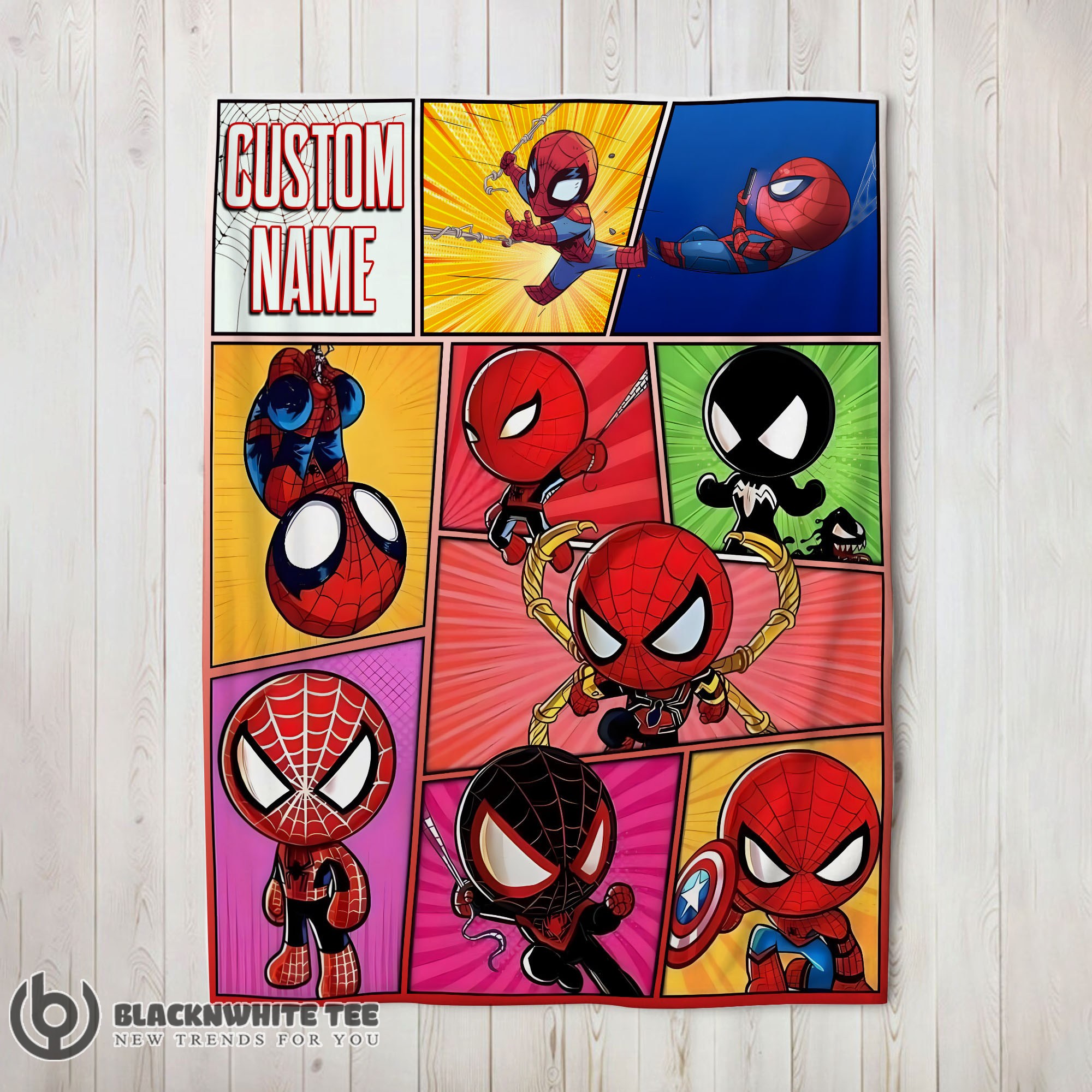 Premium Good Chibi Spider Man Characters Collage Blanket Fleece Customized Blanket