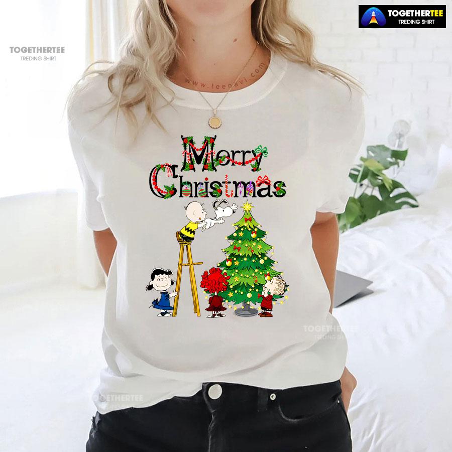 Merry Christmas Snoopy Charlie Brown Lucy van Pelt Linus van Pelt T-Shirt - Image 4