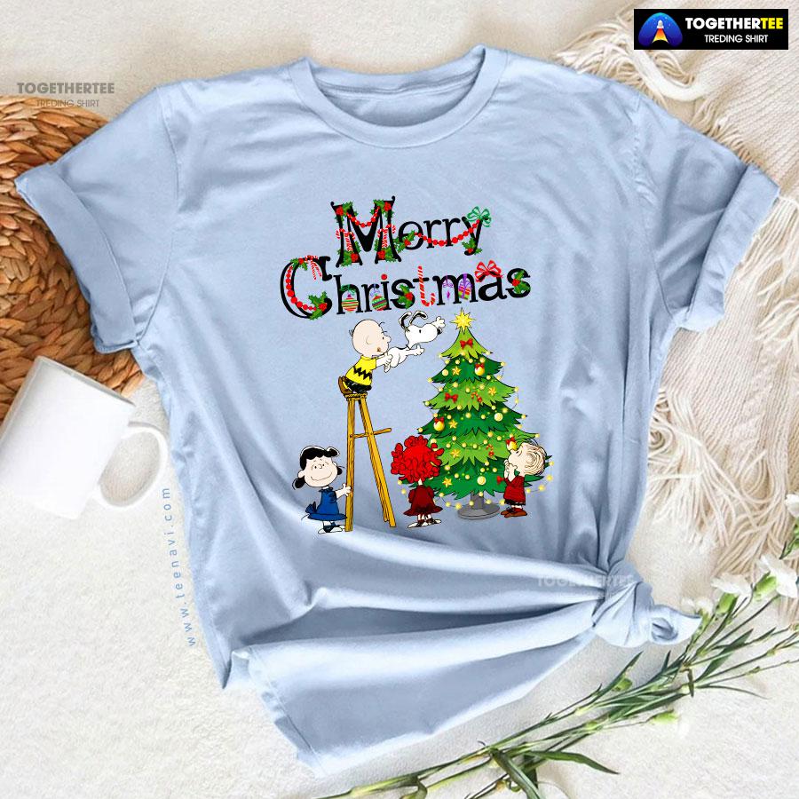 Merry Christmas Snoopy Charlie Brown Lucy van Pelt Linus van Pelt T-Shirt - Image 8