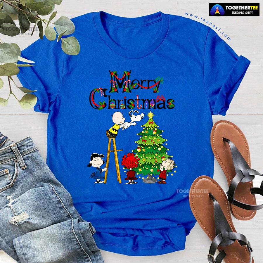 Merry Christmas Snoopy Charlie Brown Lucy van Pelt Linus van Pelt T-Shirt - Image 9
