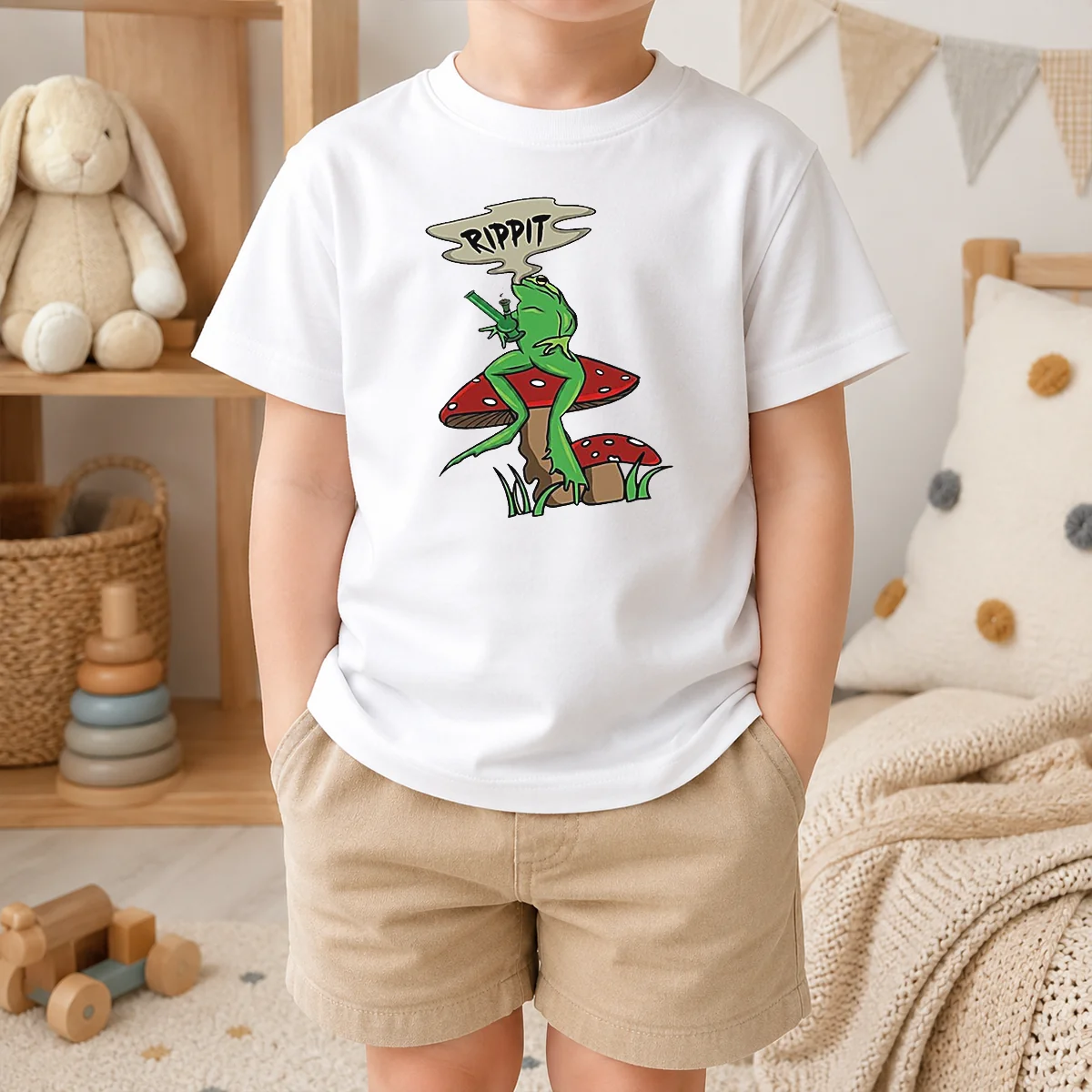 Official Frog Holding Gun Rippit Shirt - Image 9