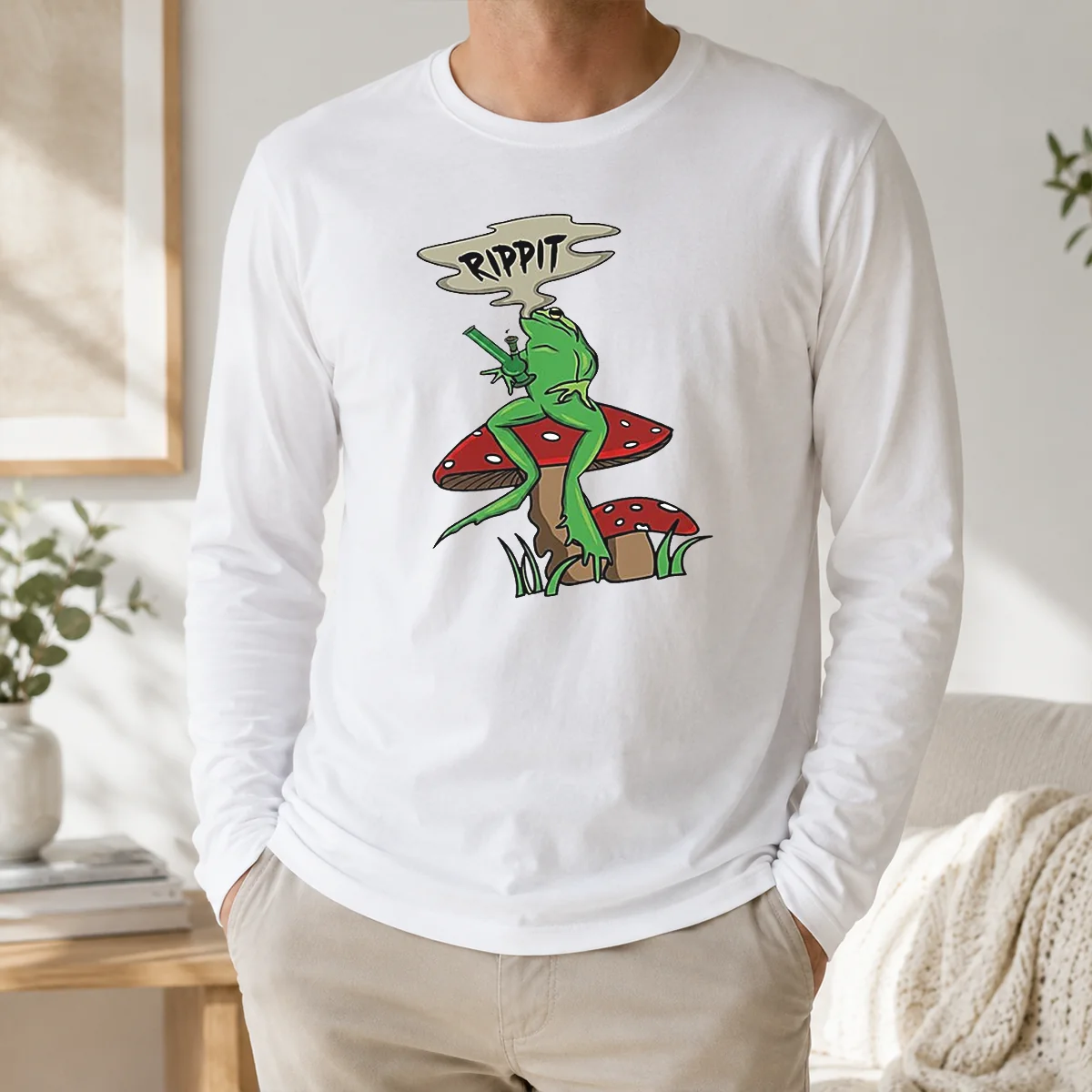 Official Frog Holding Gun Rippit Shirt - Image 5