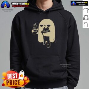 Alternative view of Good Ghost Meh Coffee Holding Cat T-Shirt