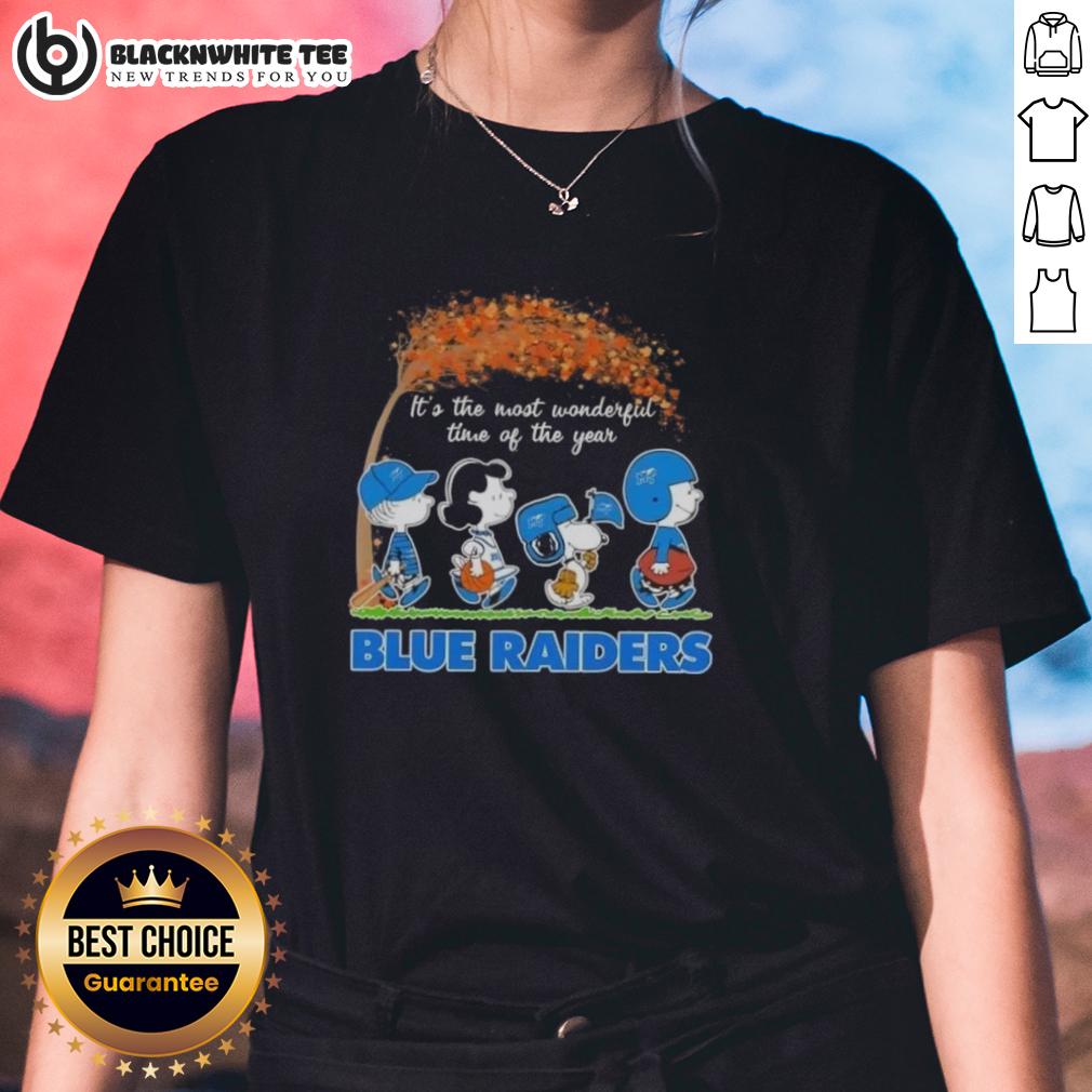 Good Peanuts Snoopy And Friends It's The Most Wonderful Time Of The Year Blue Raiders T-Shirt - Image 3