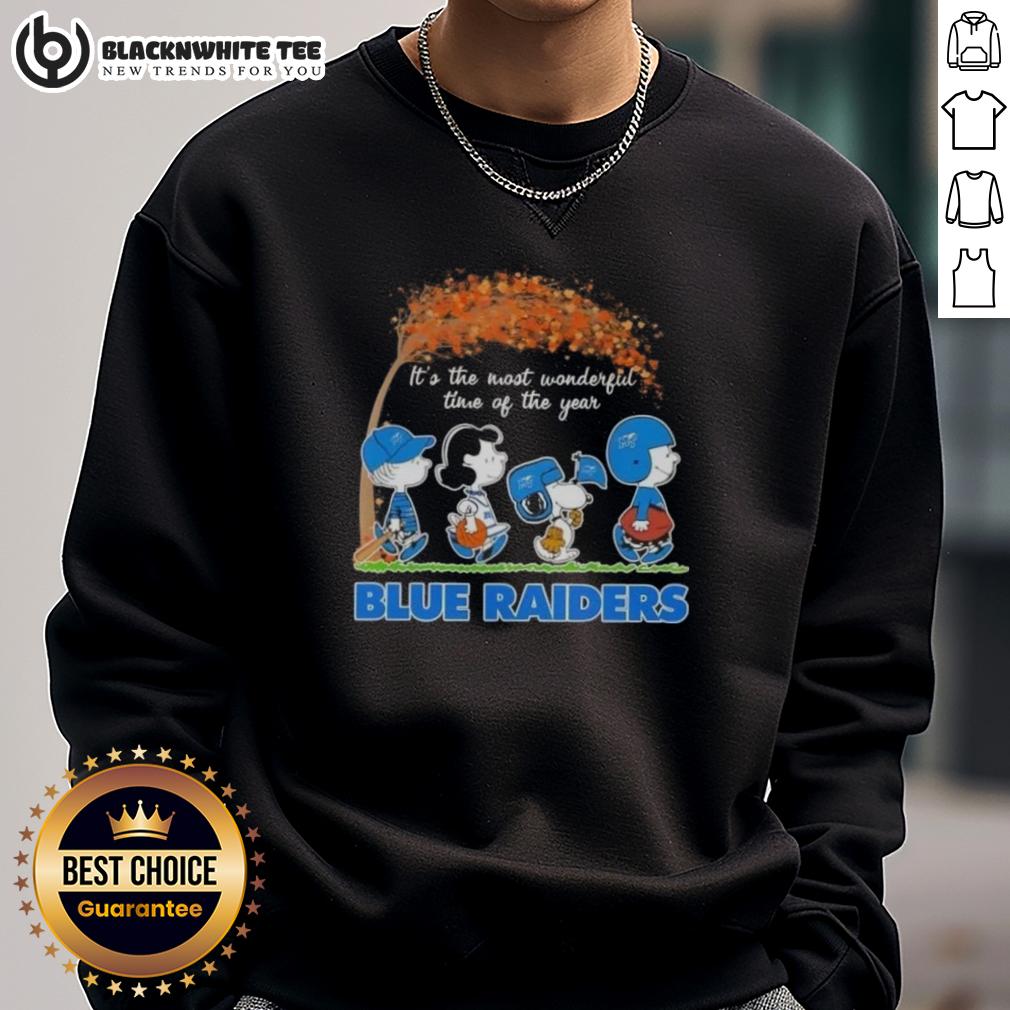 Good Peanuts Snoopy And Friends It's The Most Wonderful Time Of The Year Blue Raiders T-Shirt - Image 5