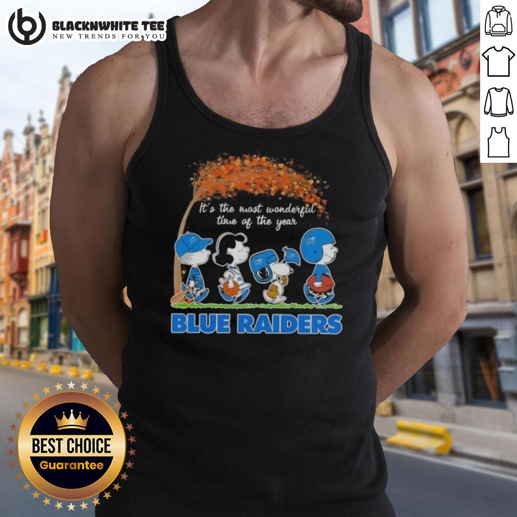 Good Peanuts Snoopy And Friends It's The Most Wonderful Time Of The Year Blue Raiders T-Shirt - Image 4