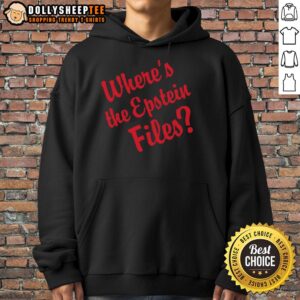 Alternative view of Official Where's The Epstein Files Red Text T-Shirt