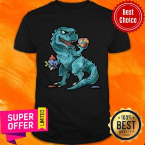 Official Autism Awareness Dinosaur Shirt Heart Puzzle Pieces Shirt