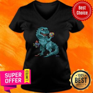 Alternative view of Official Autism Awareness Dinosaur Shirt Heart Puzzle Pieces Shirt