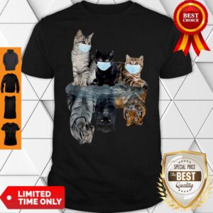 Awesome Cats Face Mask Water Reflection Tigers Shirt