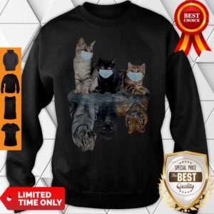 Alternative view of Awesome Cats Face Mask Water Reflection Tigers Shirt