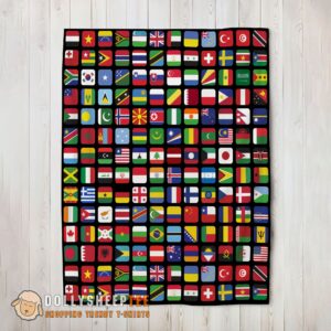 Perfect Happy World Flags Grid Colorful International Countries Flag Blanket Fleece Blanket
