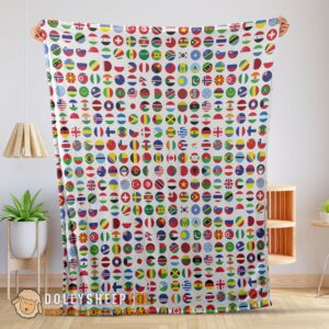 Perfect Happy World Flags International Flags Collage Blanket Fleece Blanket