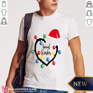 Nice Heart Santa Social Worker Light Merry Christmas Shirt