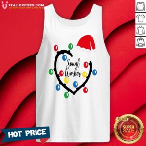 Alternative view of Nice Heart Santa Social Worker Light Merry Christmas Shirt