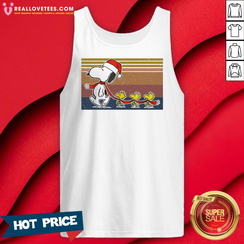 Official Snoopy And Woodstock Santa Vintage Christmas Shirt - Image 2