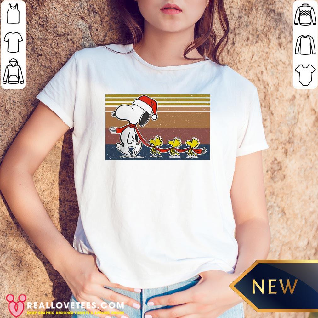 Official Snoopy And Woodstock Santa Vintage Christmas Shirt - Image 5