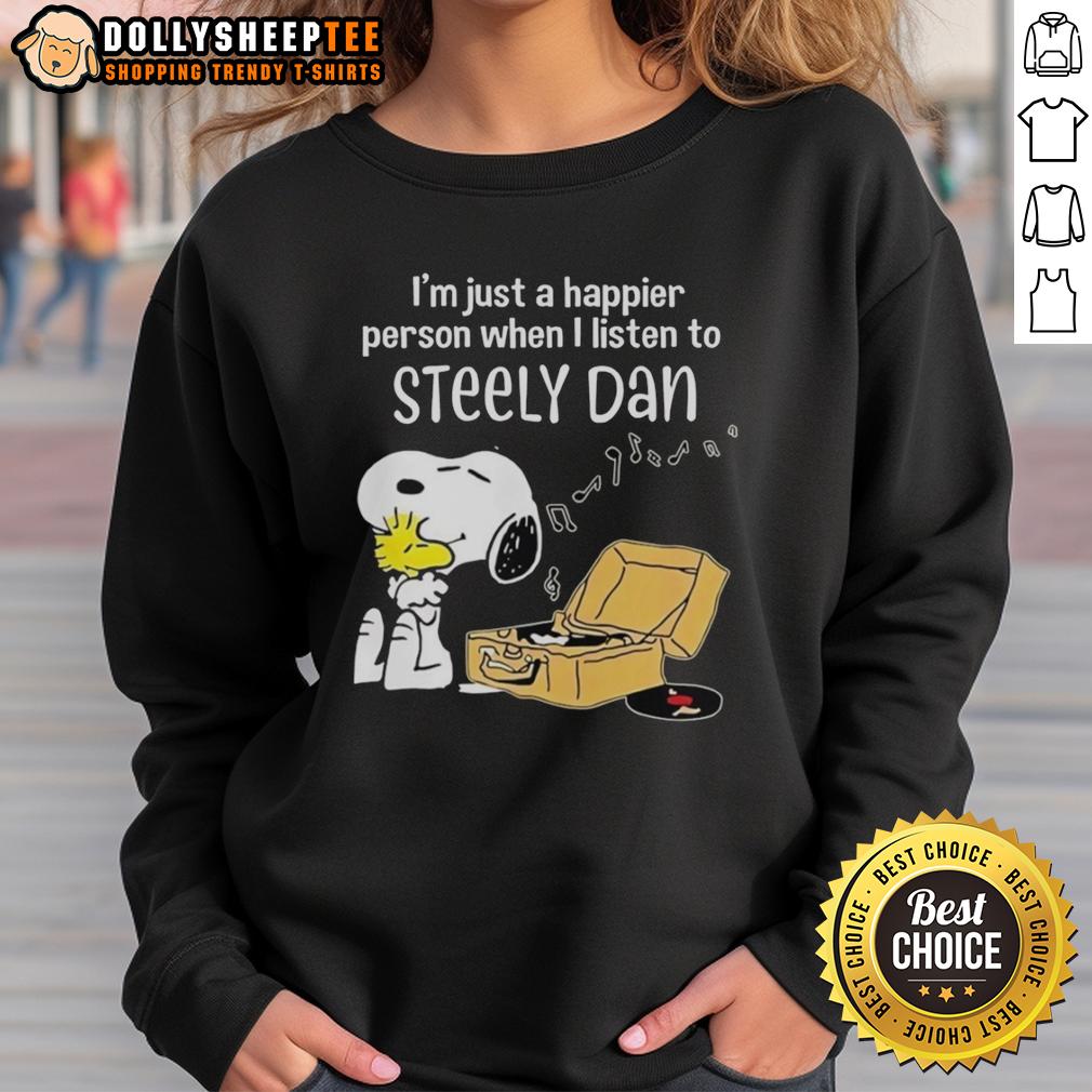 Official Snoopy I'm Just A Happier Person When I Listen To Steely Dan T-Shirt - Image 5