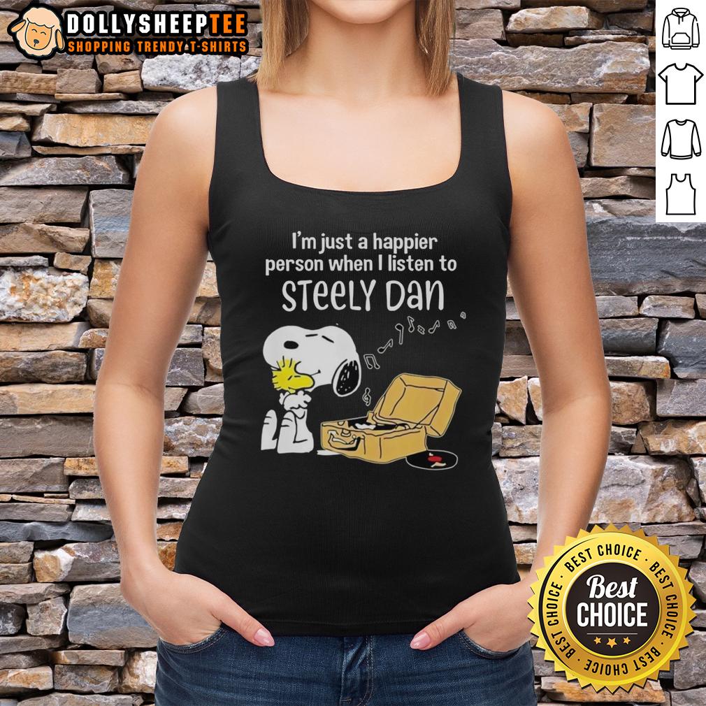Official Snoopy I'm Just A Happier Person When I Listen To Steely Dan T-Shirt - Image 4